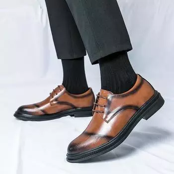 New business and leisure men s leather shoes Casual Shoes Business Work Office Lace-up Wedding Party Office Shoes For Men Size45 38 чёрный