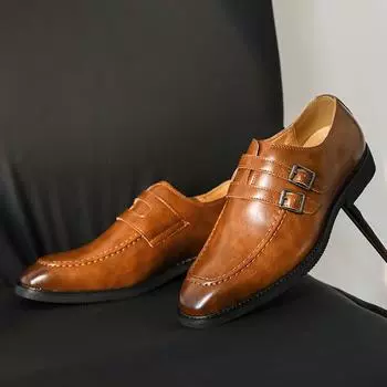 New Business Men Loafers Black Brown One-foot Casual Comfortable Fashionable Button-up Leather Shoes Social Shoes Sizes 38-46 38