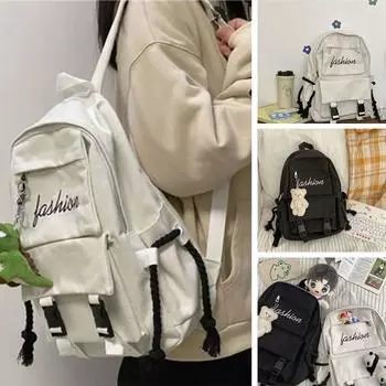 Новый холщовый школьный рюкзак, износостойкий, большой емкости, однотонный, водонепроницаемый, сумка через плечо чёрный