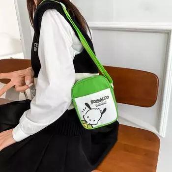 New canvas small square bag trendy cartoon Pacha dog crossbody shoulder bag versatile mobile phone small satchel bag one size fits all синий