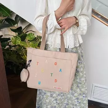 New Canvas Tote Bag Casual Literary Versatile Student Computer Large Capacity Shoulder Portable Underarm Bag Women one size fits all