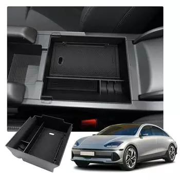 New Car Central Storage Box for Ioniq 6 2024 Non-slip Rubber Armrest Storage Box Auto Interior for Ioniq 6 Accessories B5U3