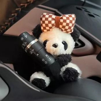 NEW Car Cute Plush Panda Clutch Decoration Car Wiper Turn Signal Switch Ornaments Bowknot Panda Auto Interior Accessories