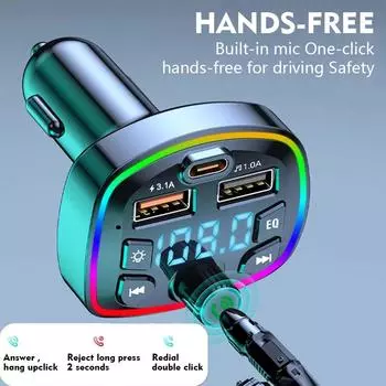NEW Car Hands-Free Bluetooth-compatible 5.0FM Transmitter Car Kit 2 USB MP3 Modulator Player Audio Receiver Adapte