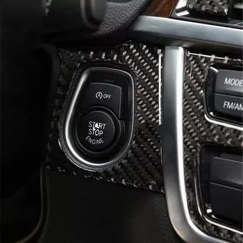 New Carbon Fiber Car Start Stop Engine Button Cover Trim M Sport For BMW F30 F34 LH