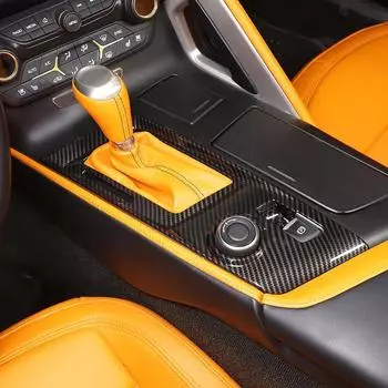 New Carbon Fiber Style Gears Shifter Panel Cover Decal for Corvette C7 2014-2019