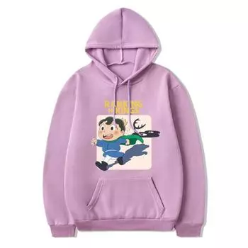 Новая мультяшная анимация, рисунок печати, топ с капюшоном, пара моделей осень-зима XS светло-фиолетовый