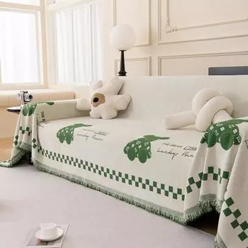 Новый чехол для дивана с изображением мультяшного медведя, ткань Ins Style, чехол для дивана, полотенце, одеяло, универсальный чехол Four Seasons, двусторонний чехол для дивана, песочный цвет 180*130cm