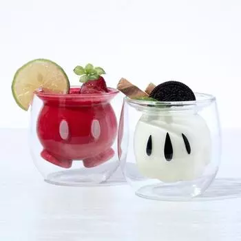 New Cartoon Creative Gift Double Glass Cup Classic Mickey Shape Shorts Tea Mike Juice Gloves Fist Wall 101-200ml