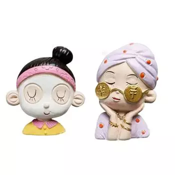 New Cartoon Cute Curly Hair Mask Resin Refrigerator Sticker 3D Post-It Note Message Board Home Kitchen Decoration Gift