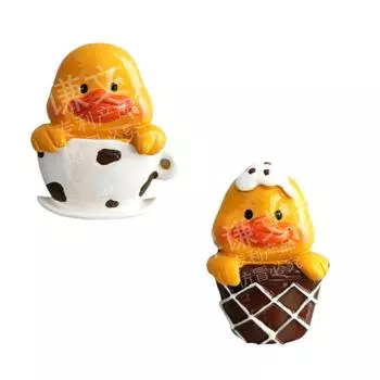 New Cartoon Cute Milk Tea Ice Cream Duck Creative 3D Resin Refrigerator Stickers Personality Design Home Kitchen Decoration