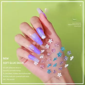 Новые мультяшные наклейки для ногтей с тиснением 5D мягкий клей Ice-Through Love Bronzing милые наклейки для ногтей украшения 60*60mm