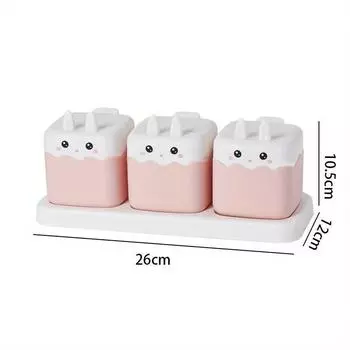 New Cartoon Seasoning Box Kitchen Household Seasonings Combination Set Seasoning Jar Seasonings Bottle Seasoning Jar Salt Jar розовый