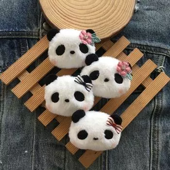 New Cartoon Stuffed Bear Panda Flower Brooch Lovely Soft Cute Pin Student Decoration Badge Young Girl Jewelry