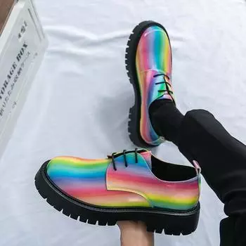 New casual dress big head leather shoes British Korean version hairstylist business nightclub thick sole heightening wedding men s shoes trend 38