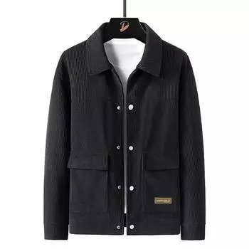 New Casual Jacket Men s Korean Style Trendy Lapel Warm Corduroy Jacket Blue Men s Jacket M