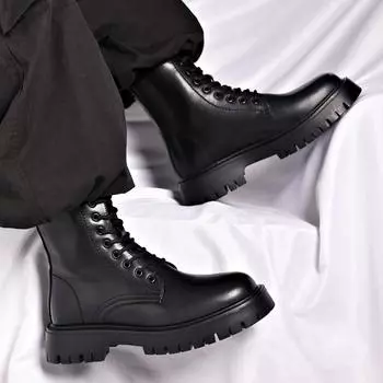 Новые повседневные кожаные ботинки мужские стильные удобные ботильоны для активного отдыха роскошные мужские ботинки универсальная классическая обувь для ходьбы 38 чёрный