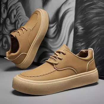 New casual shoes fashion versatile lace-up shoes light platform leather breathable leather shoes fashion trend youth board shoes 38