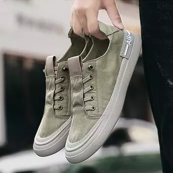 New Casual Shoes Men Breathable Four Seasons Fashion Board Shoes Men Sports Shoes Ice Silk Cloth Men Shoes Student Trendy Shoes 39 зелёный