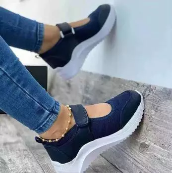 New casual single shoes women s 225 summer new slope heel Velcro casual large size sports women s shoes 35 белый