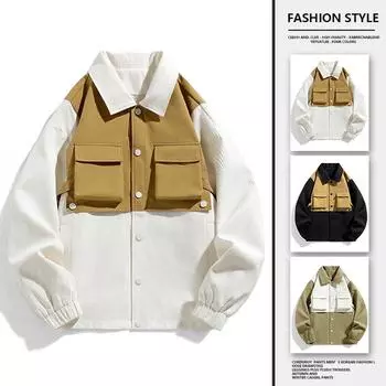 New Casual Sports Jacket with Zipper, Loose Stand-up Collar, Zipper, Contrast Stitching, Korean Style Black Youth Jacket M