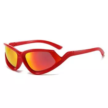 New Cat Eye Sunglasses, Personalized Y2K Colorful Coated Hip-Hop Sports Glasses Regular