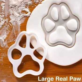 New Cat Paw Print Cookie Cutter White Plastic Cartoon Kitten Footprint Pressable Biscuit Stamps Molds DIY Cake Decorating Tools