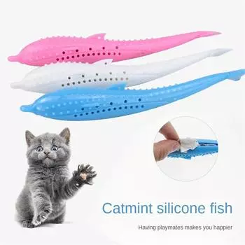 New Catnip Toys For Cats 360 Degree Teeth Cleaning Accessories Pet Toy Interactive Games Rubber Toothbursh Chew Pet Cat Supplies темно-синий