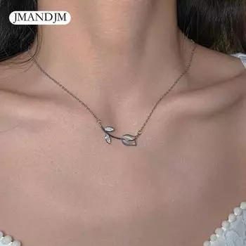 Новое ожерелье из тюльпана из халцедона, подвеска из опала с холодным ветром, темпераментная легкая роскошная цепочка на ключицу, подарок на день рождения для женщин золотой