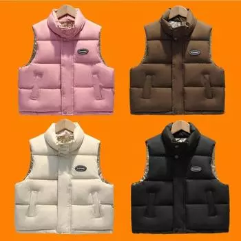 New children s cotton vest autumn and winter boys and girls wear children s vest trendy older children s stand-up collar black and gold vest 110 yards чёрный