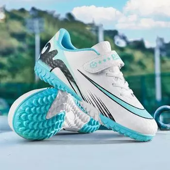 New children s football shoes men s TF broken nails youth non-slip breathable shoes student lace-up Velcro shoes women 30