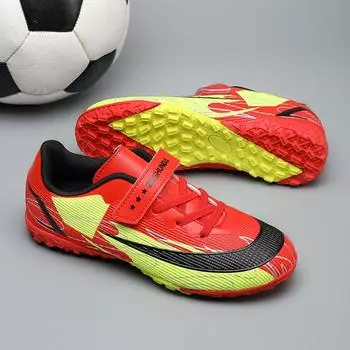 New children s football shoes TF broken nails boys Velcro girls non-slip wear-resistant youth grass sports shoes 30