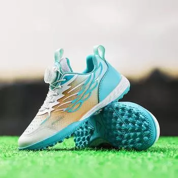 New children s rotating buckle football shoes boys and girls broken nails students breathable training competition professional sports shoes 30
