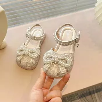 Новые детские сандалии Летние туфли принцессы с бантом для девочек Модные милые детские повседневные сандалии-гладиаторы с вырезами и бантом для свадьбы 23 розовый
