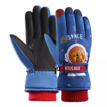 New Children s Ski Gloves Cute Cartoon Winter Gloves for Boys and Girls Astronaut Cycling Windproof Cold Resistant and Warm Gloves average size