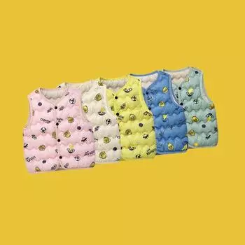 New children s small yellow duck vest children s clothing infant warm cotton vest size 90 (70-80 height) розовый