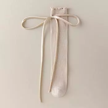 New Children s Socks Bows Girls Knee High Socks Non-slip Baby Toddler Infant Long Tube Socks Kids Princess Sock High Quality one size бежевый