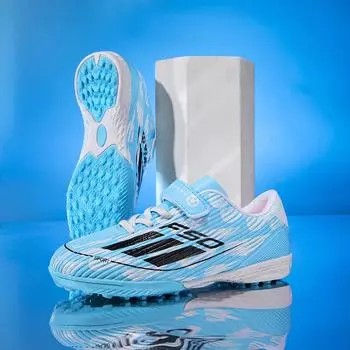 New children s Velcro football shoes boys and girls sports artificial grass training shoes broken nails sports shoes Jinjiang 29