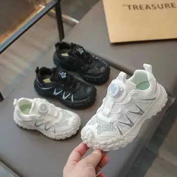 New Children s White School Tennis Shoes Summer Mesh Kids Sneakers for Girls Fashion Non-slip Causal Boys Black Running Sneakers 26 чёрный