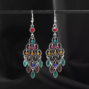 New Chinese crystal fringed earrings women s retro court niche temperament ethnic style long earrings ear jewelry