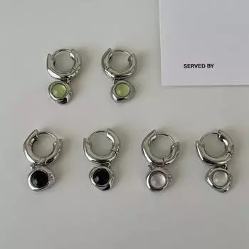 New Chinese retro moonstone earrings ins niche design sense high-end earrings fashion personality temperament ear buckle copper