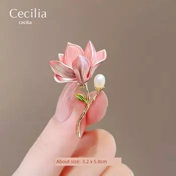 New Chinese Style Ancient Style Cheongsam Overlapping-Weight Ornament Chinese Style Pearl Tassel Brooch High-Grade Female Han Costume Pin Pendant Elegant Pearl Magnolia brooch
