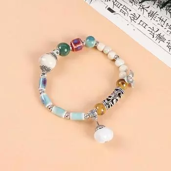 New Chinese style ceramic bracelet niche design retro literary beaded bracelet ethnic style woven men s and women s bracelets