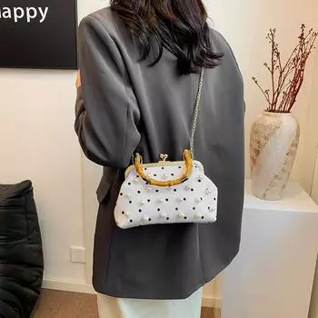 Новое женское чонсам в китайском стиле, кружевное в горошек, сумка-ракушка, новая сумка через плечо на цепочке, сумочка