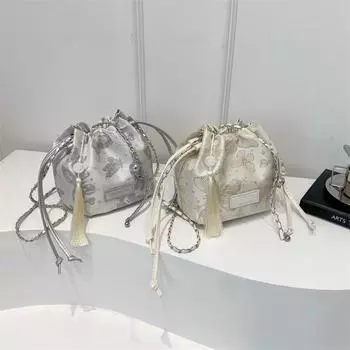 New Chinese Style Chinese Style Embroidered Summer Small Bag for Women New Fashion Bucket Bag Texture One-shoulder Crossbody Bag Trendy without pendant