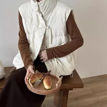 New Chinese-style embroidered down vest women s 2024 autumn and winter fashion outer wear vest retro buckle thin vest S