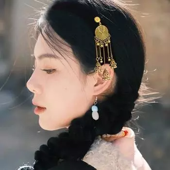 New Chinese Style Ethnic Style Hair Hoop Head Wear Silver Pendant Hair Clip Headwear Style B