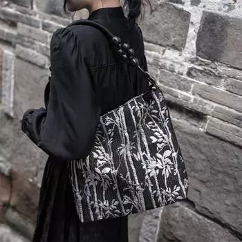 Новая большая вместительная сумка в китайском стиле в национальном и южном стиле с вышивкой чернилами Chio2nd, сумка на одно плечо с диагональным крестом под подмышкой