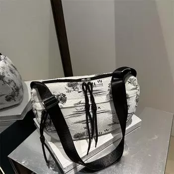 Новая сумка-мессенджер в китайском стиле с принтом тушью, женская осенняя популярная плиссированная на плечо сумка-пельмень розовый