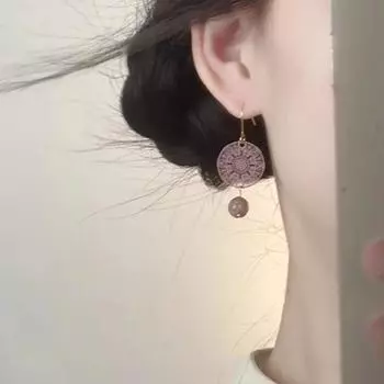 New Chinese Style Light Purple Cut Out Window Flower Earrings Retro Affordable Luxury Fancy Elegant Graceful Artsy Ear Rings Lavender Cut Out window earrings